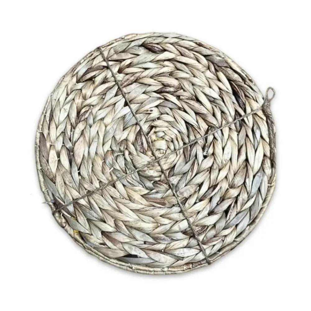 Natural Handmade Set of 2 Placemats Braided Woven Hand Wash Round Beige/Tan 11